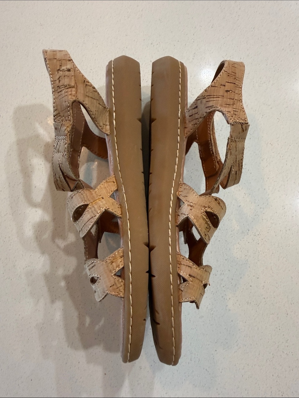 BareTraps Tan Cork-Style Strappy Slingback Sandals Size 9 - Picture 4 of 8